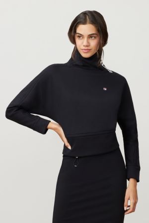 FILA Milano Turtleneck Sweatshirts Black,Womens Clothing | CA.XRTBUC925